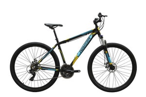 KERÉKPÁR NEUZER JUMBO HOBBY DISC  29" MTB 17" VÁZMÉRETTEL  FEKETE/TÜRKIZ-SÁRGA