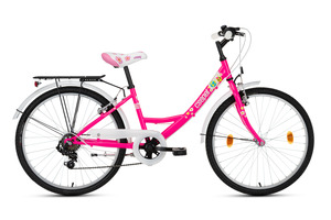 KERÉKPÁR CSEPEL FLÓRA 24"  6 SEBESSÉGES NEONPINK VIRÁGOS ÚJ MODELL !