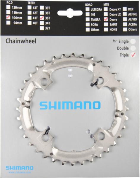 LÁNCKERÉK SHIMANO DEORE FCM532 EZÜST 36 FOGSZÁM 4 csavaros
