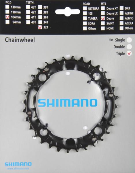 LÁNCKERÉK SHIMANO DEORE FC-M590,552,391 9-es rendszerhez 32 FOGSZÁM FEKETE