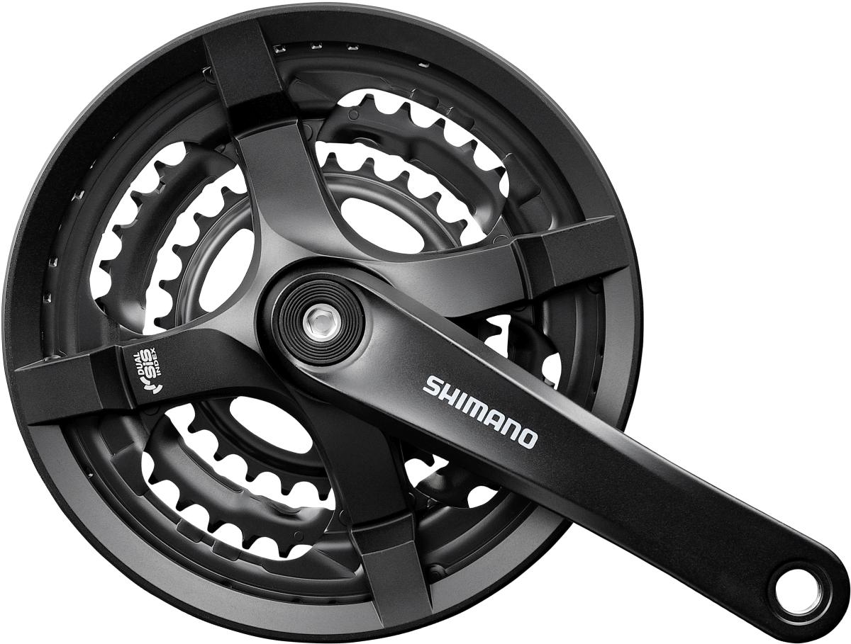 HAJTÓMŰ SHIMANO  FC-TY501 6/7/8 SEBESSÉG 28-38-48T, FOGSZÁM  175mm KAR FEKETE LÁNCVÉDŐVEL