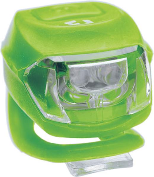 Lámpa BIKEFUN PIXIE első 2 fehér LED 2 funkció, szilikon, zöld - JY-267F-2B-G — 2