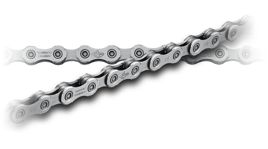 LÁNC Shimano Deore CN-LG500 Linkglide kerékpár lánc, 9s, 10s, 11s, 126 szem, patentszemmel, szürke