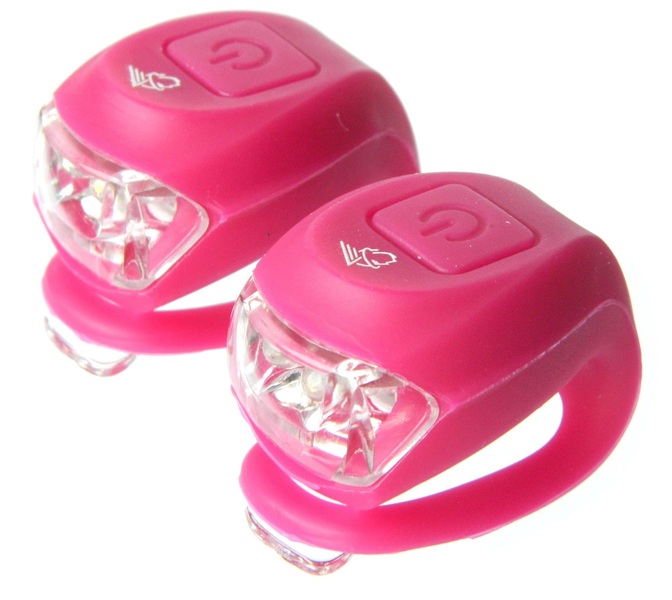 LÁMPA Villogó Szilikon VELOTECH 2 LED MAGENTA szett