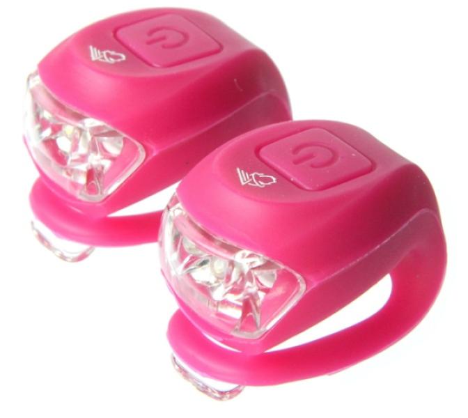 LÁMPA Villogó Szilikon VELOTECH 2 LED MAGENTA szett