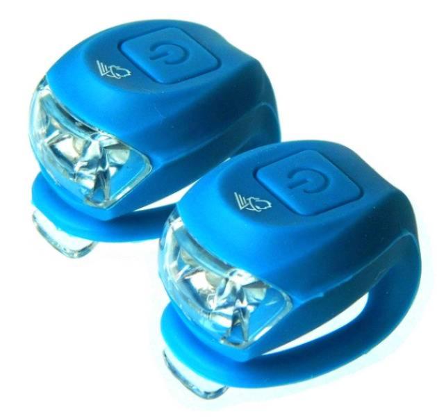 LÁMPA Villogó szilikon VELOTECH 2LED KÉK szett