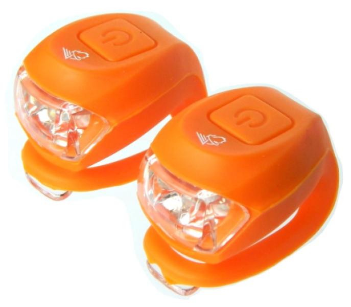 LÁMPA Villogó szilikon VELOTECH 2LED NARANCS Szett