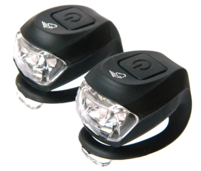 LÁMPA Villogó szilikon VELOTECH 2LED FEKETE szett