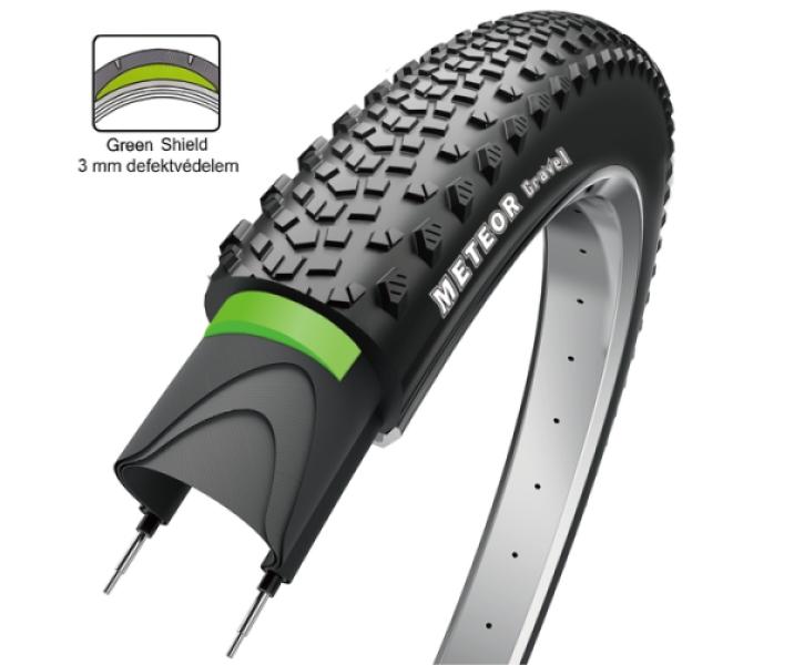 KÜLSŐ GUMI OBOR Meteor Gravel 700x40C GREEN SHIELD DEFEKTVÉDELEMMEL