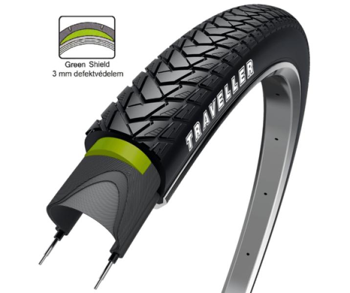 KÜLSŐ GUMI OBOR Traveller 700x38C GREEN GUARD+REFLEXCSÍK