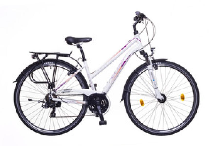 KERÉKPÁR NEUZER FIRENZE 100 NŐI FEHÉR/MÁLYVA MATT 19" TREKING ELEMES VILÁGÍTÁSSAL