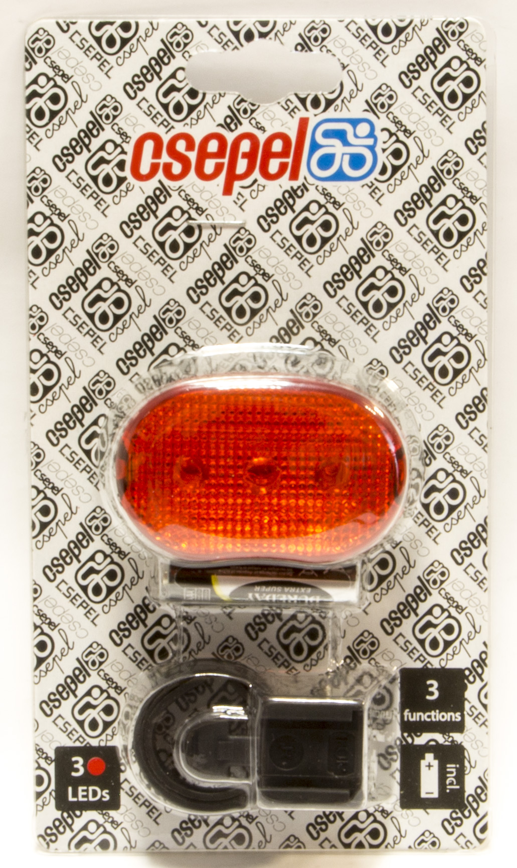 LÁMPA VILLOGÓ HÁTSÓ CSEPEL 3 LED 3 FUNKCIÓ +ELEM CSEPEL