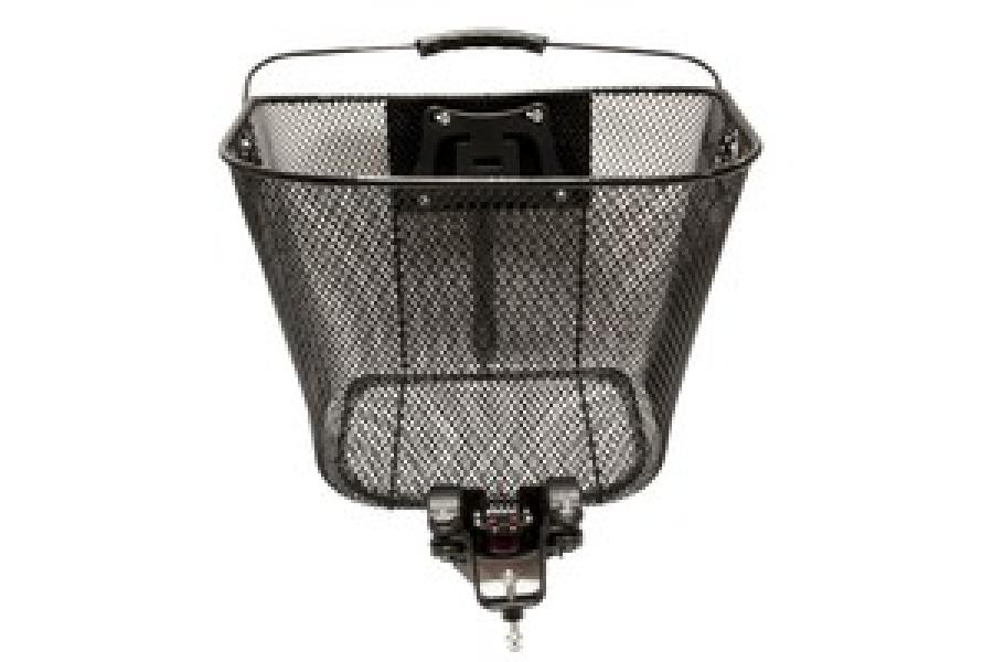KOSÁR ELSŐ ACÉL SŰRŰ SZÖVÉSŰ KORMÁNYRA 35x26x26.5 CM + CLIP-ON FEKETE