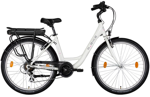 M-BIKE E-CITYLINE 728, SELYEM FEKETE 46cm, 28'', BAFANG agymoto