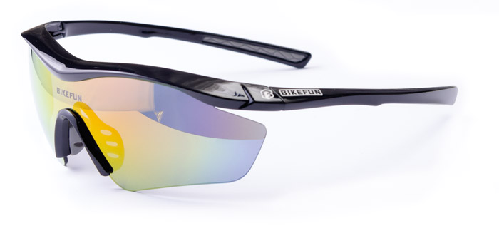 Szemüveg BIKEFUN AIRJET fekete #2 red revo lencse, flash mirror C3 + 2 pár opciós lencse