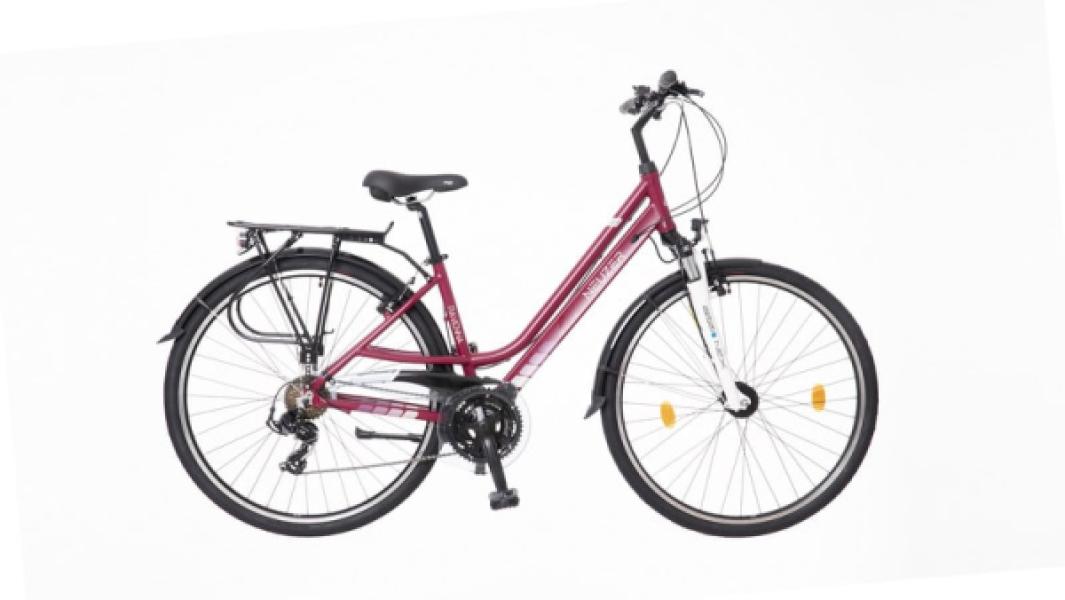 KERÉKPÁR NEUZER RAVENNA 100 Női TREKING  PADLIZSÁN -FEHÉR  17"