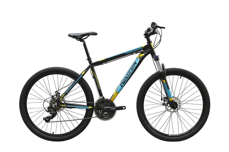 KERÉKPÁR NEUZER DUSTER HOBBY DISC 27.5" MTB / 19" VÁZ FEKETE-TÜRKIZ-SÁRGA