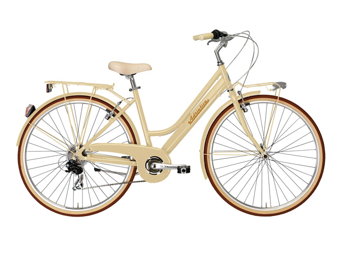 KERÉKPÁR ADRIATICA RETRO 28" 6 sebességes női városi KRÉM-BARNA